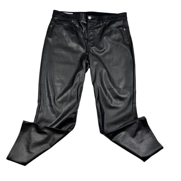 GAP Vintage Slim High-Rise Faux Vegan Leather Chic Rocker Biker Pant Women's 16S - Picture 2 of 8